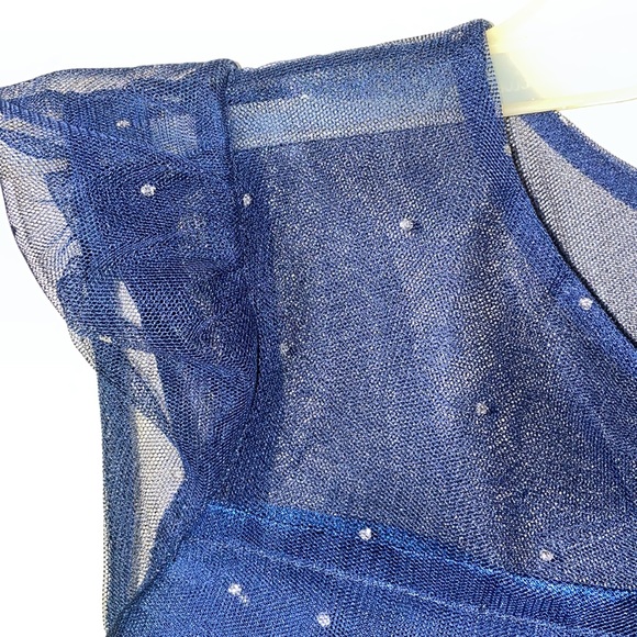 Brand New WithOut Tag girls size 8 sleeveless floral shiny painted net dress - Picture 8 of 8